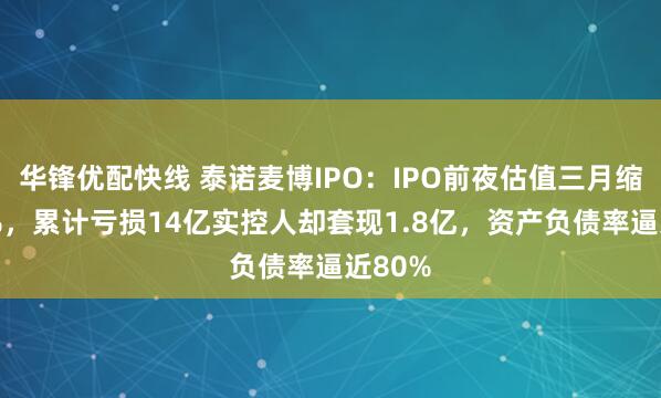 华锋优配快线 泰诺麦博IPO：IPO前夜估值三月缩水28%，累计亏损14亿实控人却套现1.8亿，资产负债率逼近80%