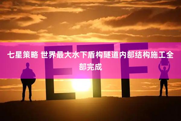 七星策略 世界最大水下盾构隧道内部结构施工全部完成