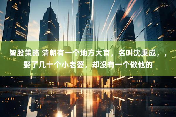 智股策略 清朝有一个地方大官，名叫沈秉成，，娶了几十个小老婆，却没有一个做他的