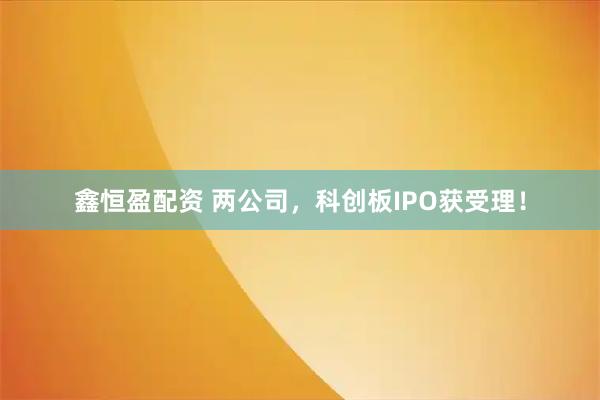 鑫恒盈配资 两公司，科创板IPO获受理！