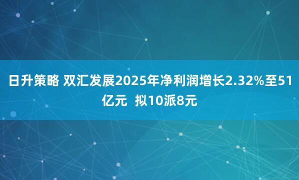 日升策略 双汇发展2025年净利润增长2.32%至51亿元  拟10派8元